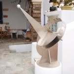 Modern sundial, Tinos. An excellent contemporary design in stainless steel.